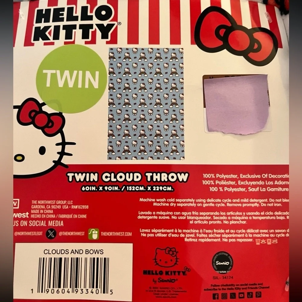 Hello Kitty Blue Rainbow Twin Size Blanket